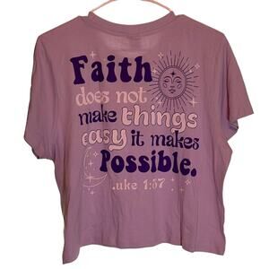NWT Attitude Not Included Faith Graphic Tee Medium Lavender Boho Celestial